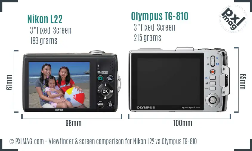 Nikon L22 vs Olympus TG-810 Screen and Viewfinder comparison Nikon L22 vs Olympus TG-810 Screen and Viewfinder comparison