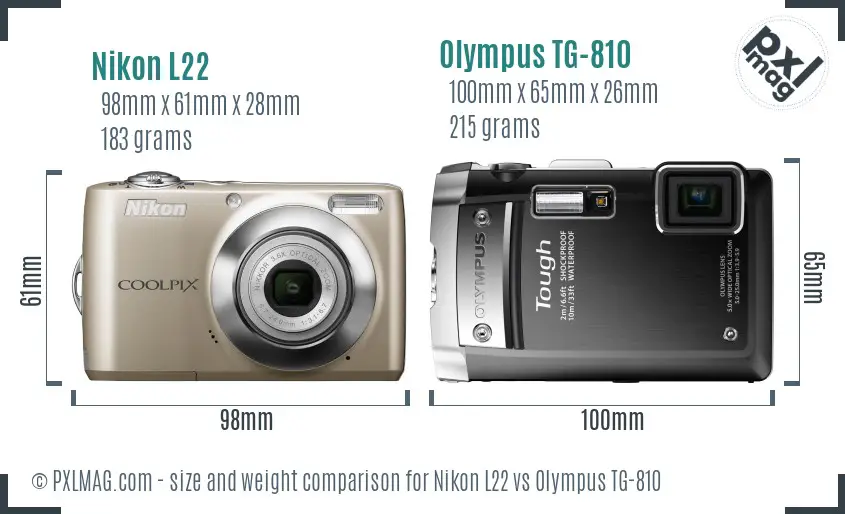 Nikon L22 vs Olympus TG-810 size comparison Nikon L22 vs Olympus TG-810 size comparison