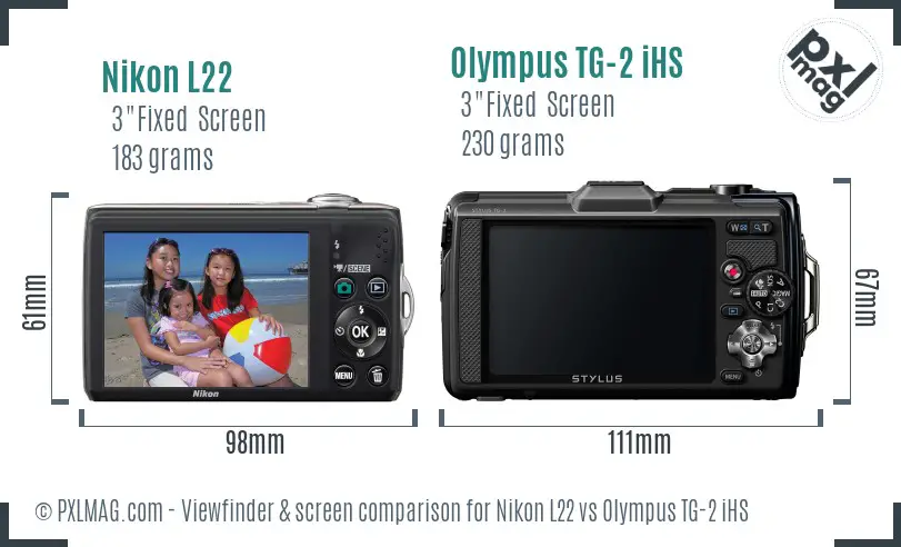 Nikon L22 vs Olympus TG-2 iHS Screen and Viewfinder comparison