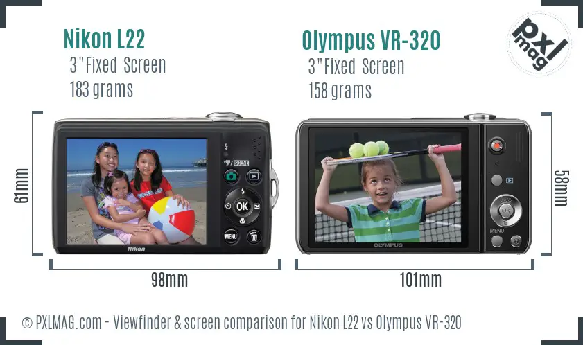 Nikon L22 vs Olympus VR-320 Screen and Viewfinder comparison Nikon L22 vs Olympus VR-320 Screen and Viewfinder comparison