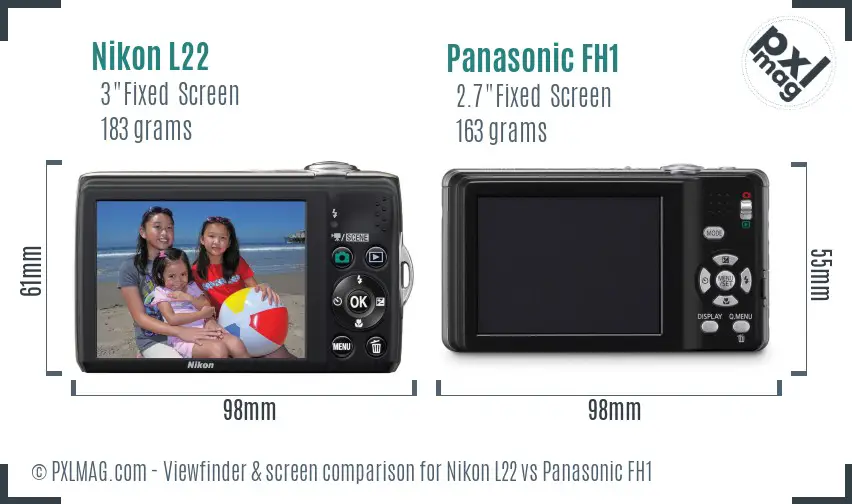 Nikon L22 vs Panasonic FH1 Screen and Viewfinder comparison