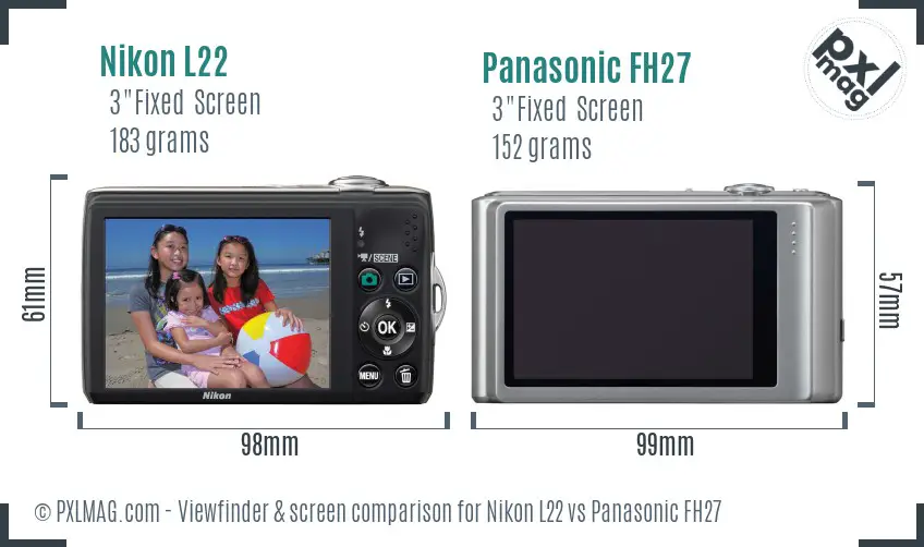 Nikon L22 vs Panasonic FH27 Screen and Viewfinder comparison Nikon L22 vs Panasonic FH27 Screen and Viewfinder comparison
