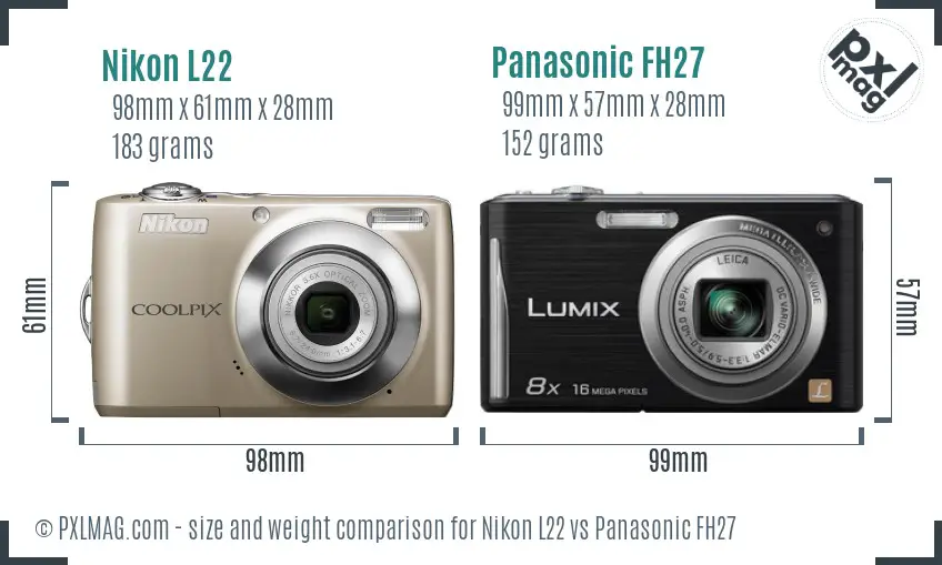 Nikon L22 vs Panasonic FH27 size comparison Nikon L22 vs Panasonic FH27 size comparison