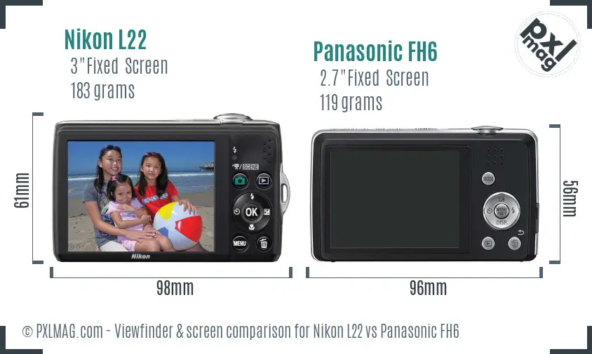 Nikon L22 vs Panasonic FH6 Screen and Viewfinder comparison