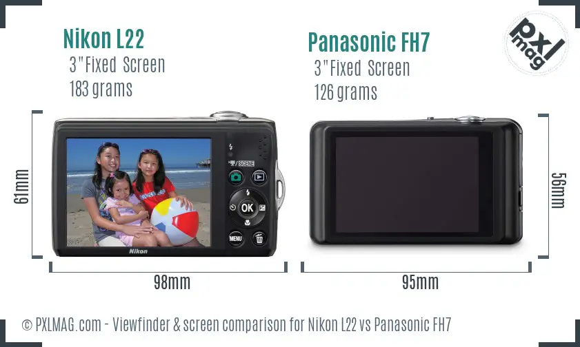 Nikon L22 vs Panasonic FH7 Screen and Viewfinder comparison