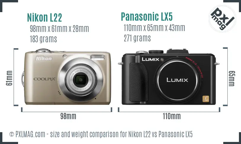 Nikon L22 vs Panasonic LX5 size comparison Nikon L22 vs Panasonic LX5 size comparison