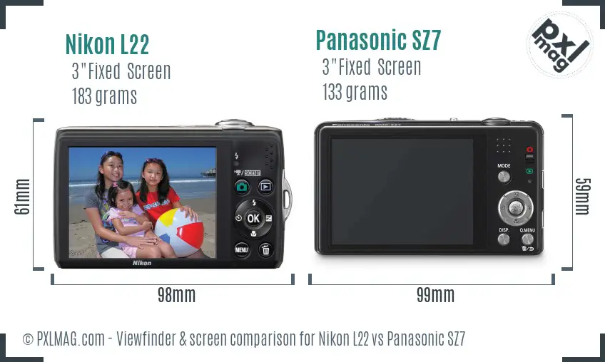 Nikon L22 vs Panasonic SZ7 Screen and Viewfinder comparison Nikon L22 vs Panasonic SZ7 Screen and Viewfinder comparison