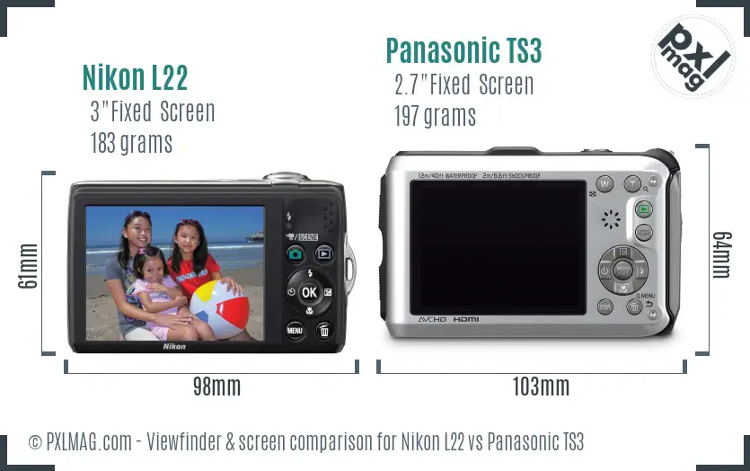 Nikon L22 vs Panasonic TS3 Screen and Viewfinder comparison Nikon L22 vs Panasonic TS3 Screen and Viewfinder comparison