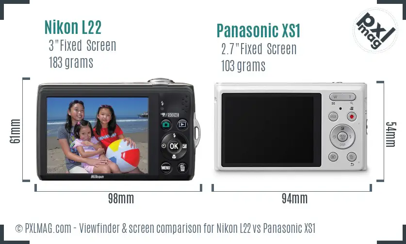 Nikon L22 vs Panasonic XS1 Screen and Viewfinder comparison Nikon L22 vs Panasonic XS1 Screen and Viewfinder comparison