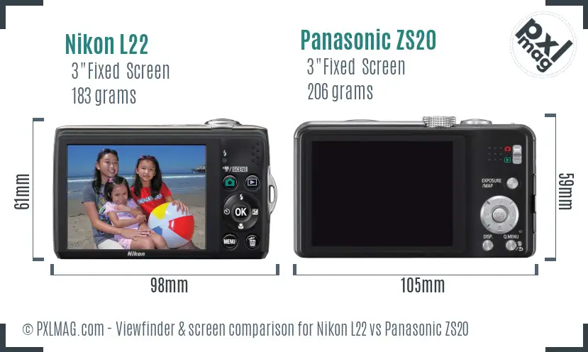 Nikon L22 vs Panasonic ZS20 Screen and Viewfinder comparison Nikon L22 vs Panasonic ZS20 Screen and Viewfinder comparison