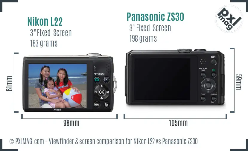 Nikon L22 vs Panasonic ZS30 Screen and Viewfinder comparison Nikon L22 vs Panasonic ZS30 Screen and Viewfinder comparison