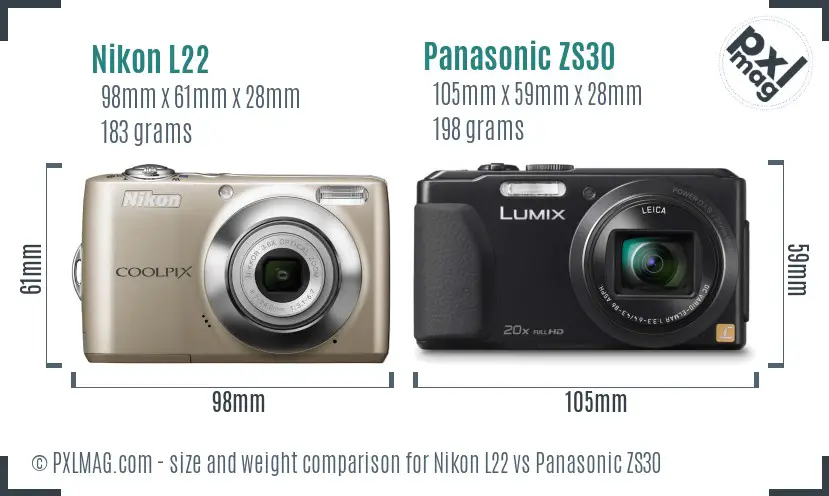 Nikon L22 vs Panasonic ZS30 size comparison Nikon L22 vs Panasonic ZS30 size comparison