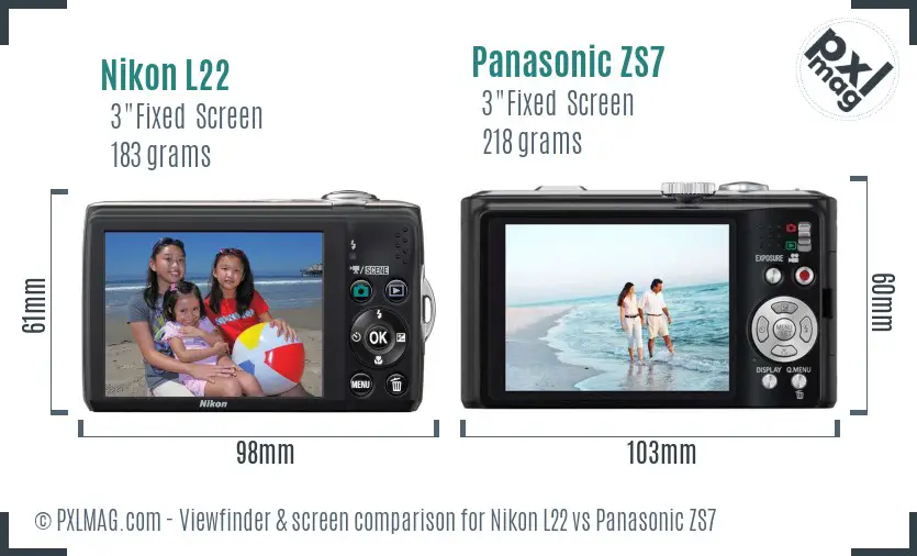 Nikon L22 vs Panasonic ZS7 Screen and Viewfinder comparison