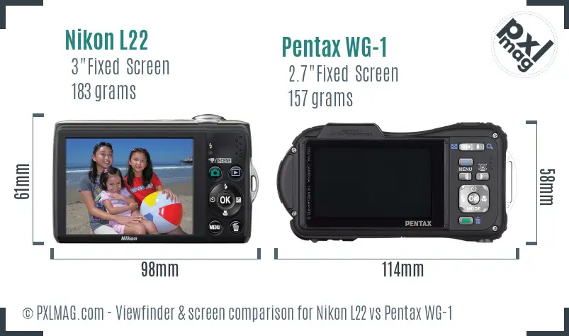 Nikon L22 vs Pentax WG-1 Screen and Viewfinder comparison Nikon L22 vs Pentax WG-1 Screen and Viewfinder comparison