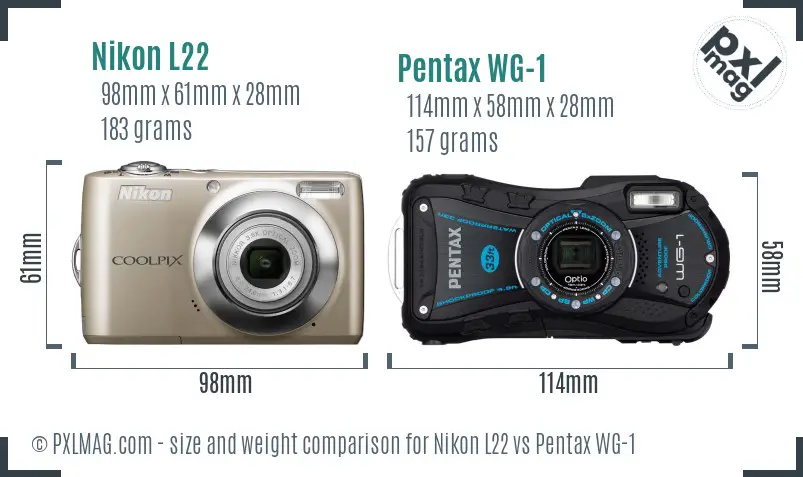 Nikon L22 vs Pentax WG-1 size comparison Nikon L22 vs Pentax WG-1 size comparison