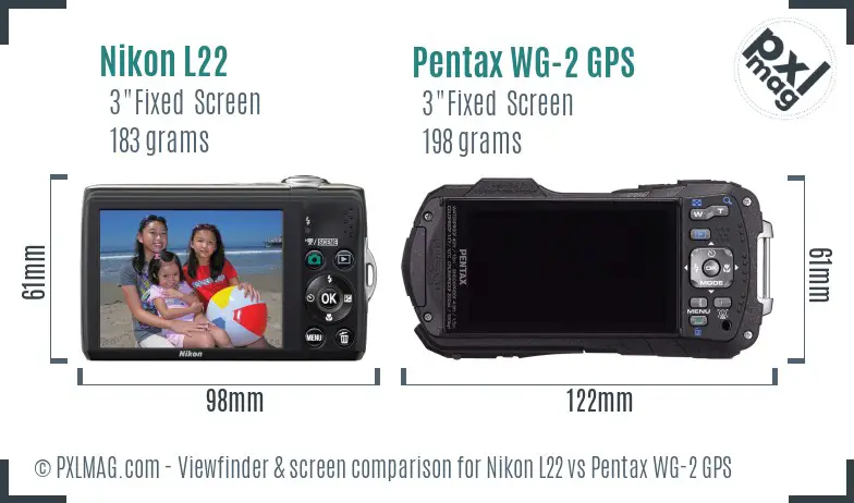 Nikon L22 vs Pentax WG-2 GPS Screen and Viewfinder comparison Nikon L22 vs Pentax WG-2 GPS Screen and Viewfinder comparison