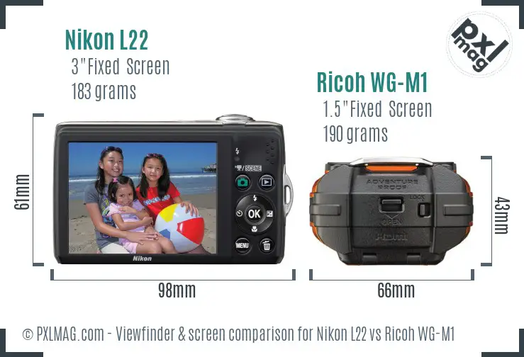 Nikon L22 vs Ricoh WG-M1 Screen and Viewfinder comparison
