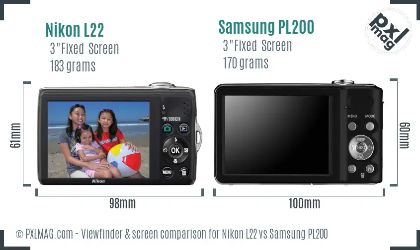 Nikon L22 vs Samsung PL200 Screen and Viewfinder comparison Nikon L22 vs Samsung PL200 Screen and Viewfinder comparison