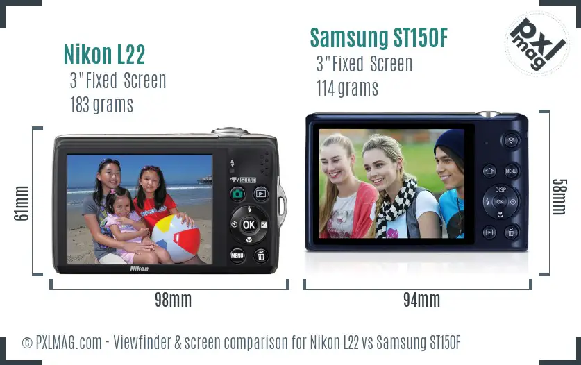 Nikon L22 vs Samsung ST150F Screen and Viewfinder comparison