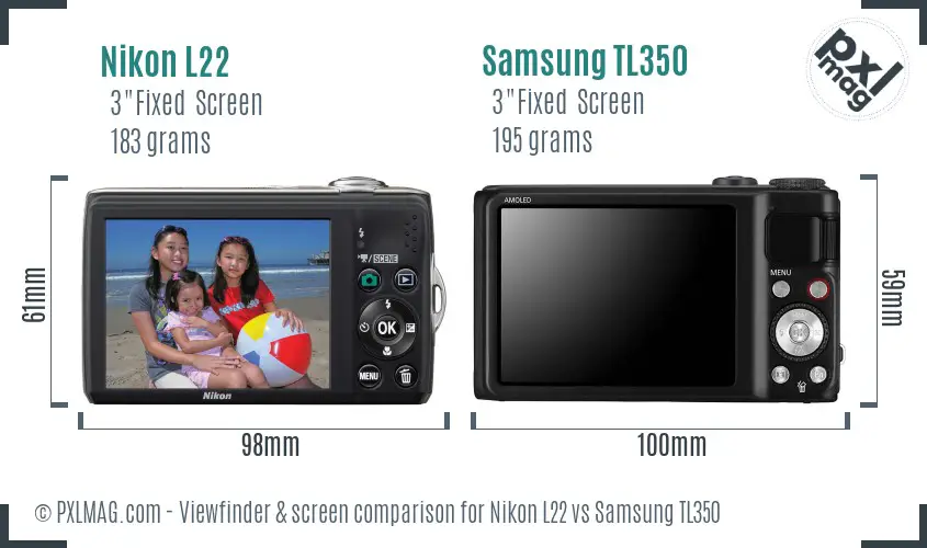 Nikon L22 vs Samsung TL350 Screen and Viewfinder comparison