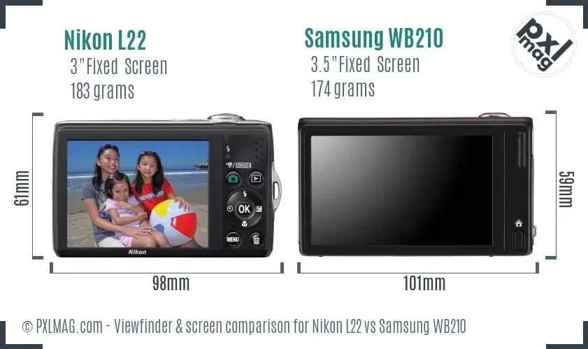 Nikon L22 vs Samsung WB210 Screen and Viewfinder comparison Nikon L22 vs Samsung WB210 Screen and Viewfinder comparison