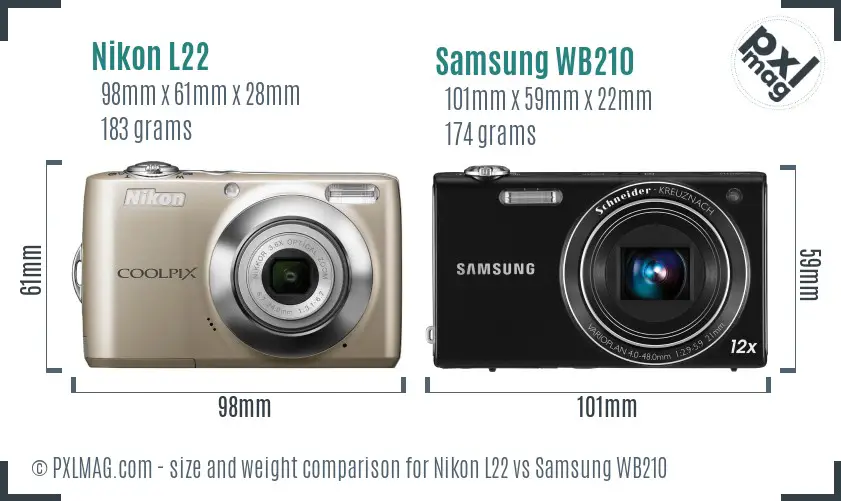 Nikon L22 vs Samsung WB210 size comparison Nikon L22 vs Samsung WB210 size comparison