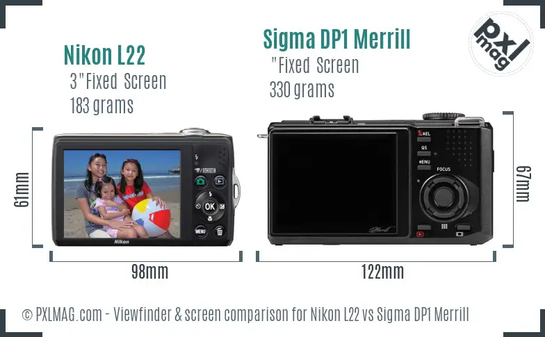 Nikon L22 vs Sigma DP1 Merrill Screen and Viewfinder comparison