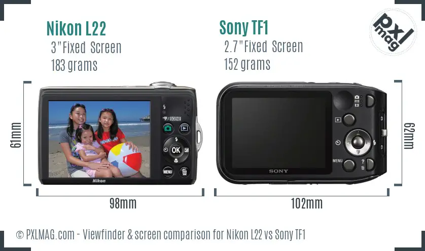 Nikon L22 vs Sony TF1 Screen and Viewfinder comparison Nikon L22 vs Sony TF1 Screen and Viewfinder comparison