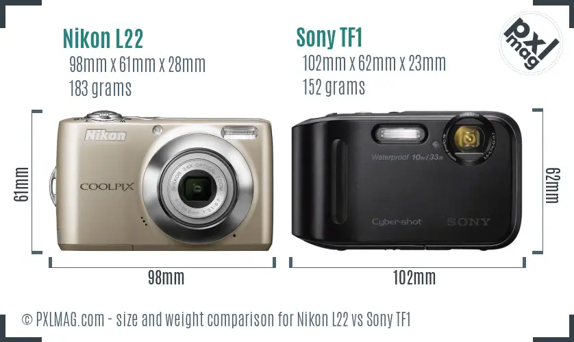 Nikon L22 vs Sony TF1 size comparison Nikon L22 vs Sony TF1 size comparison