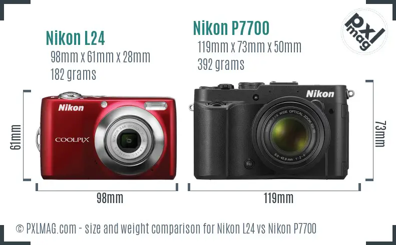 Nikon L24 vs Nikon P7700 size comparison