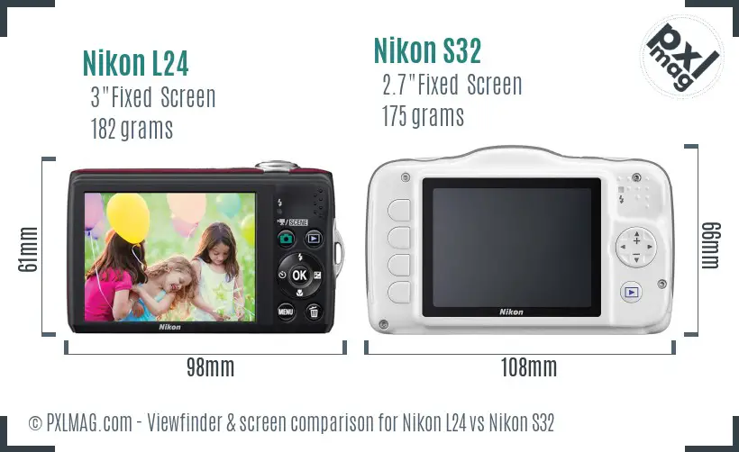 Nikon L24 vs Nikon S32 Screen and Viewfinder comparison Nikon L24 vs Nikon S32 Screen and Viewfinder comparison