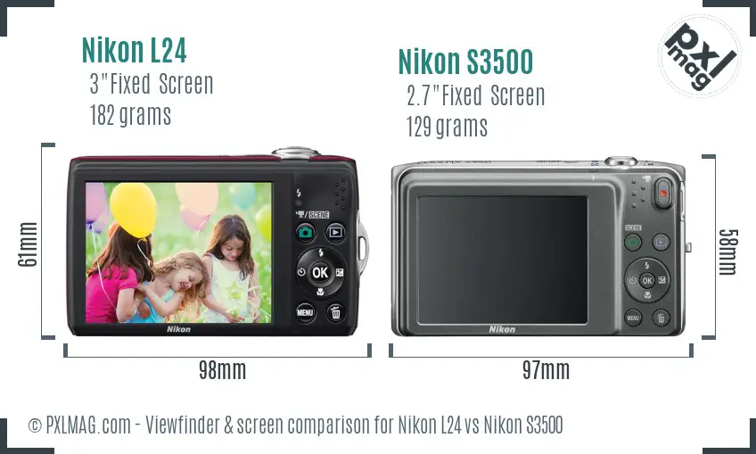 Nikon L24 vs Nikon S3500 Screen and Viewfinder comparison