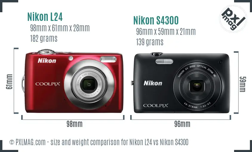 Nikon L24 vs Nikon S4300 size comparison Nikon L24 vs Nikon S4300 size comparison