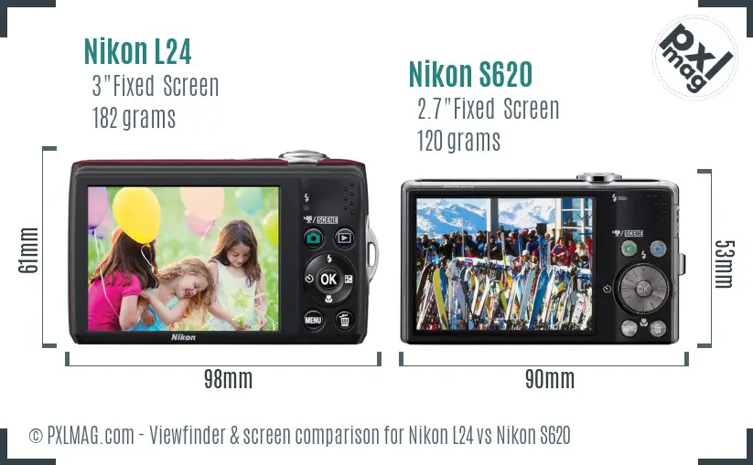 Nikon L24 vs Nikon S620 Screen and Viewfinder comparison Nikon L24 vs Nikon S620 Screen and Viewfinder comparison