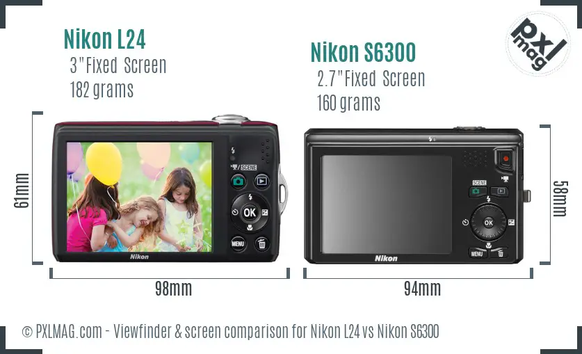 Nikon L24 vs Nikon S6300 Screen and Viewfinder comparison