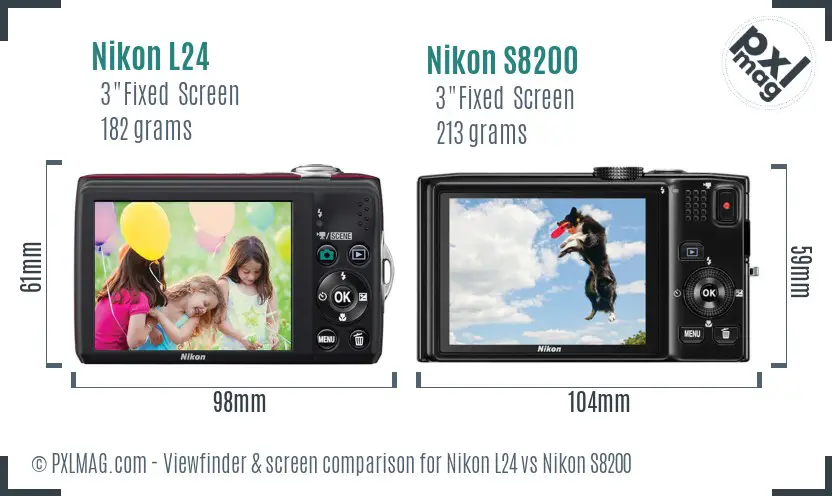 Nikon L24 vs Nikon S8200 Screen and Viewfinder comparison