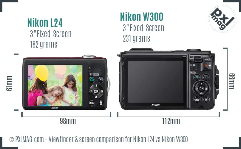 Nikon L24 vs Nikon W300 Screen and Viewfinder comparison Nikon L24 vs Nikon W300 Screen and Viewfinder comparison