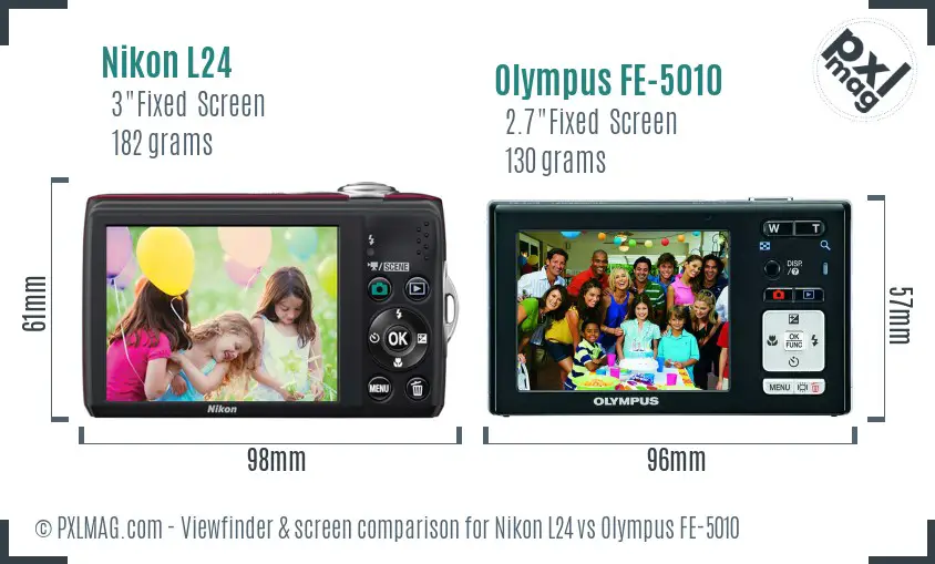 Nikon L24 vs Olympus FE-5010 Screen and Viewfinder comparison