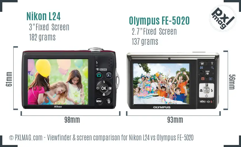 Nikon L24 vs Olympus FE-5020 Screen and Viewfinder comparison