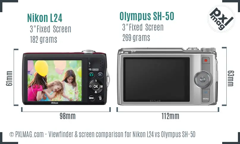 Nikon L24 vs Olympus SH-50 Screen and Viewfinder comparison Nikon L24 vs Olympus SH-50 Screen and Viewfinder comparison