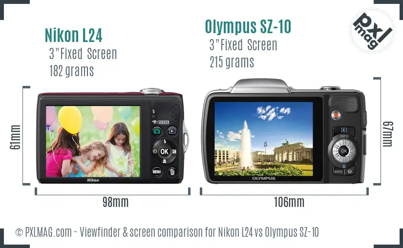 Nikon L24 vs Olympus SZ-10 Screen and Viewfinder comparison Nikon L24 vs Olympus SZ-10 Screen and Viewfinder comparison
