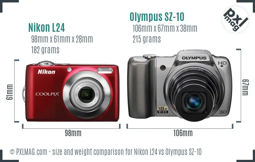 Nikon L24 vs Olympus SZ-10 size comparison Nikon L24 vs Olympus SZ-10 size comparison