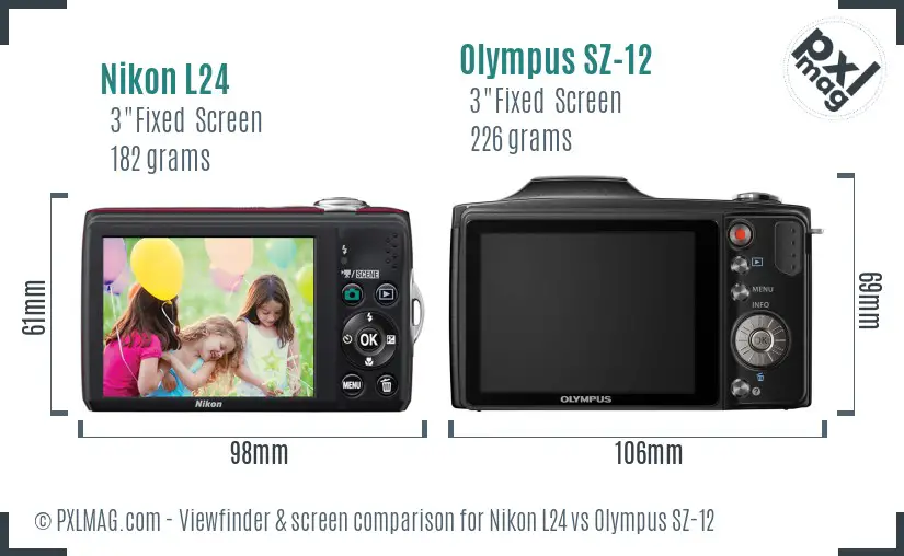 Nikon L24 vs Olympus SZ-12 Screen and Viewfinder comparison Nikon L24 vs Olympus SZ-12 Screen and Viewfinder comparison