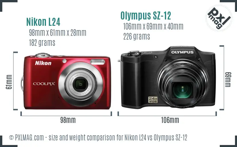 Nikon L24 vs Olympus SZ-12 size comparison Nikon L24 vs Olympus SZ-12 size comparison