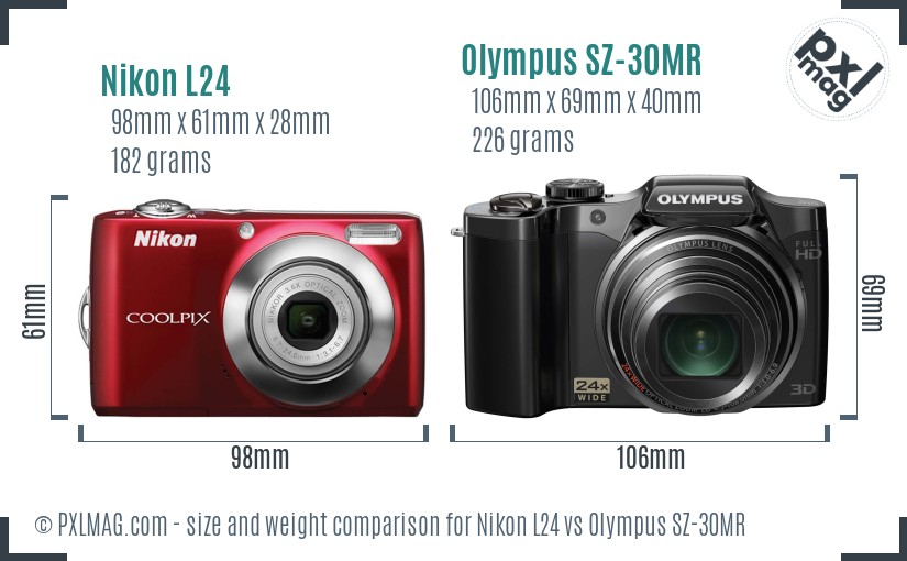 Nikon L24 vs Olympus SZ-30MR size comparison Nikon L24 vs Olympus SZ-30MR size comparison