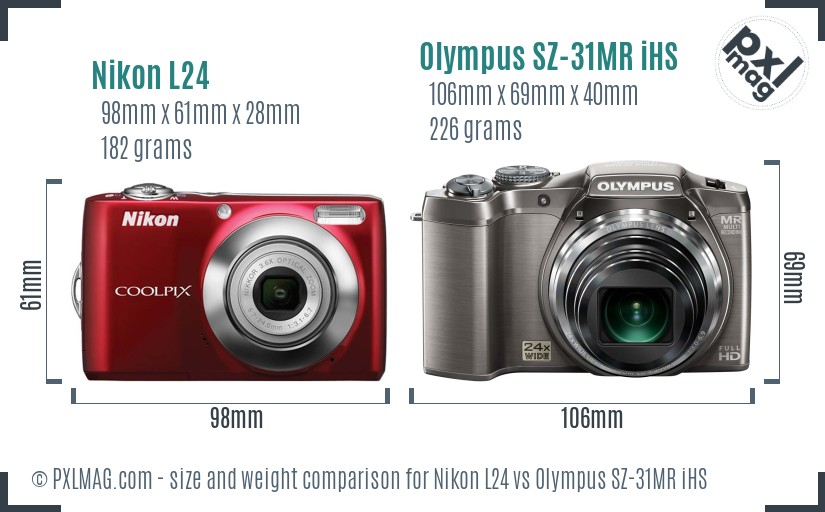 Nikon L24 vs Olympus SZ-31MR iHS size comparison