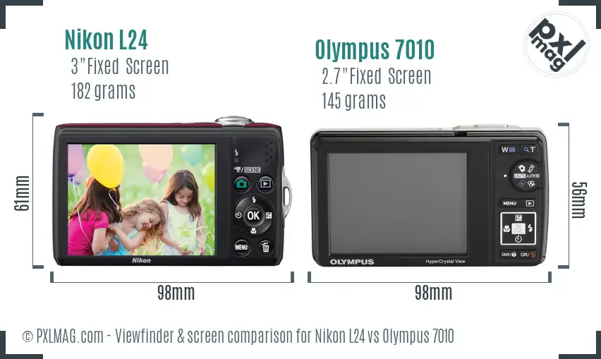 Nikon L24 vs Olympus 7010 Screen and Viewfinder comparison