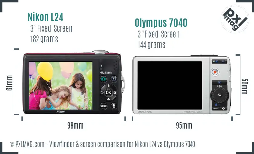 Nikon L24 vs Olympus 7040 Screen and Viewfinder comparison