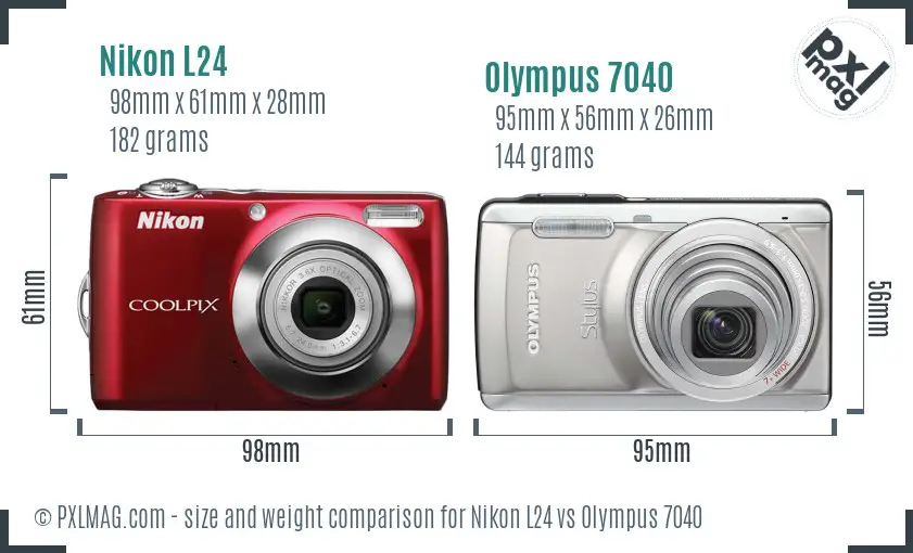 Nikon L24 vs Olympus 7040 size comparison