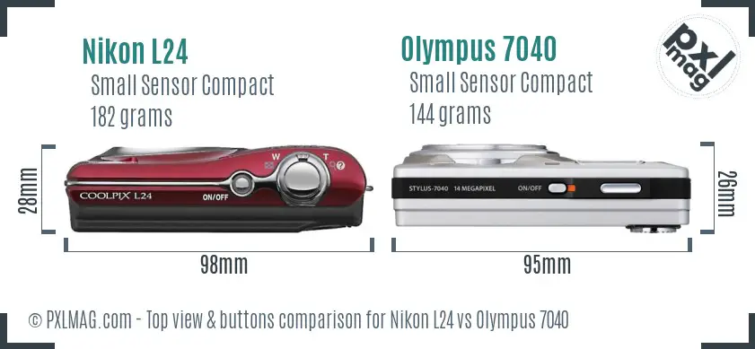 Nikon L24 vs Olympus 7040 top view buttons comparison